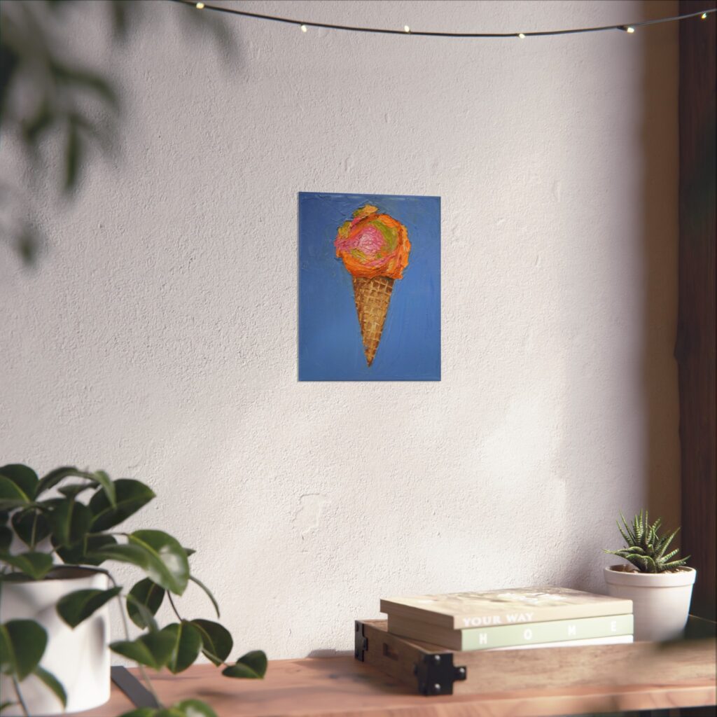 Rainbow Sherbert Ice Cream Cone