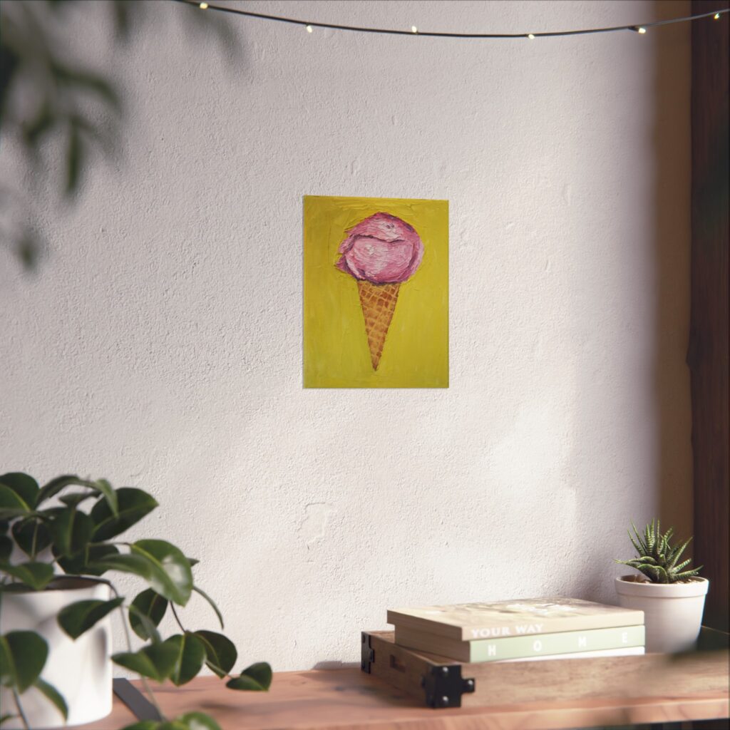 Raspberry Sherbert Ice Cream Cone