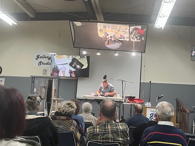 Kevin Wilhite demonstrating his oil painting technique